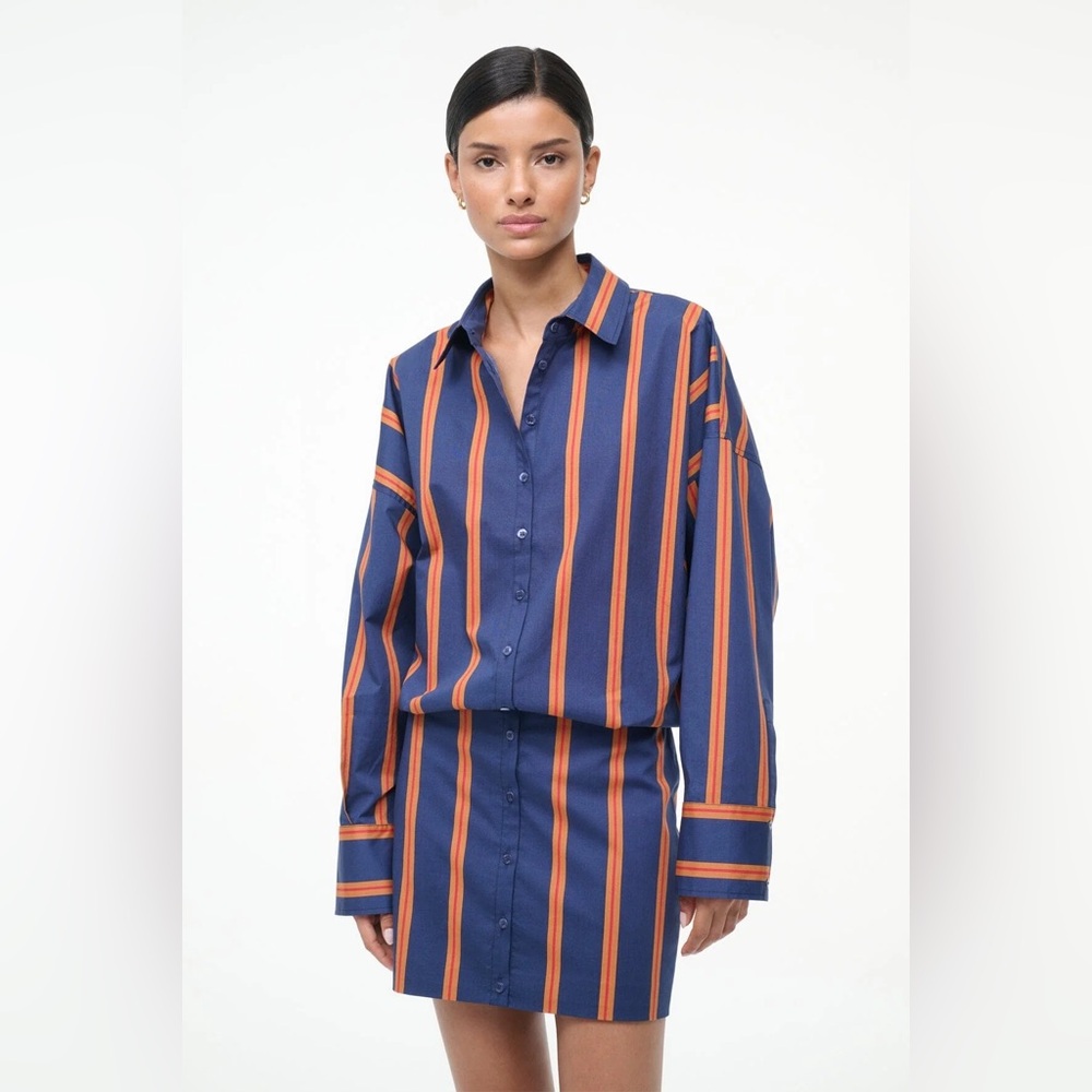 STAUD Cynthia Dress Railroad Stripe